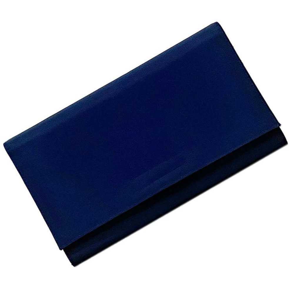 Prada Bifold Long Wallet Tessuto Triangle Snap Closure Accessories Navy Blue